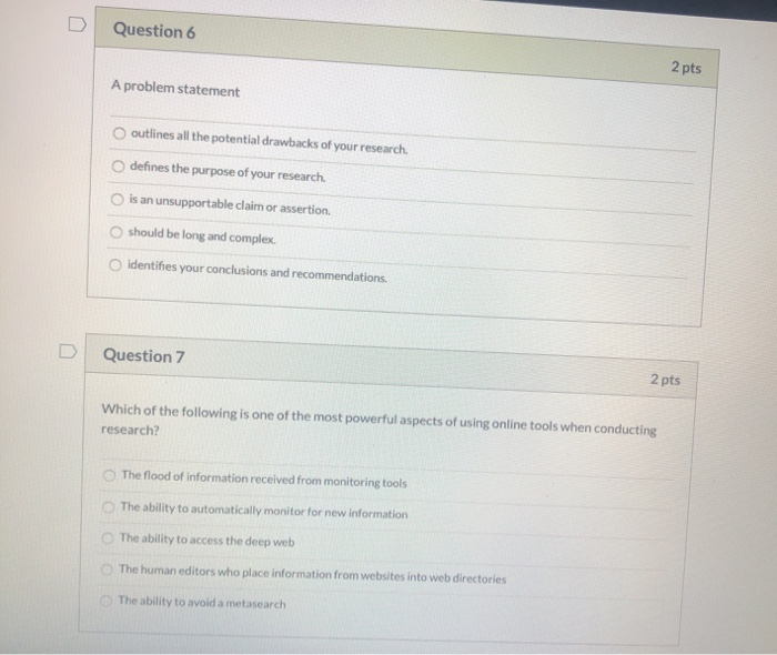 Solved Question 6 2 pts A problem statement outlines all the | Chegg.com