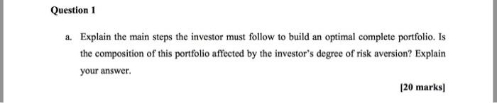 Solved Question 1 A. Explain The Main Steps The Investor | Chegg.com