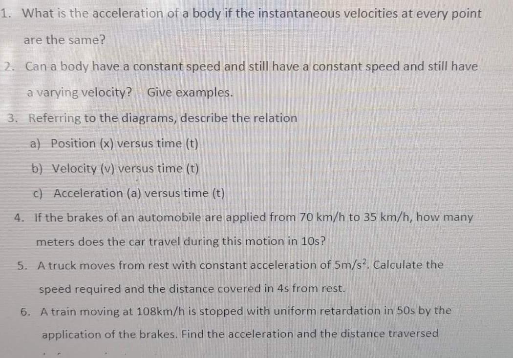 Solved 1. What is the acceleration of a body if the