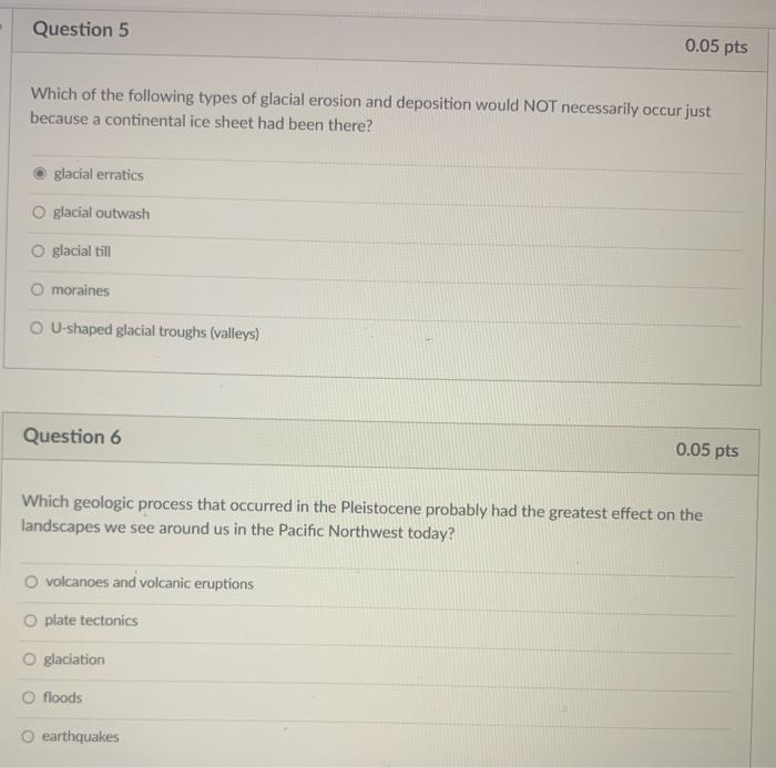 Solved Which of the following types of glacial erosion and | Chegg.com