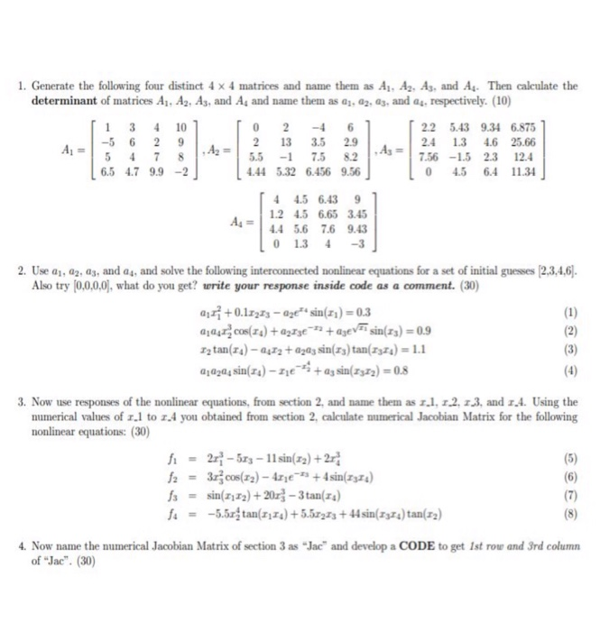 Solved 9 2 9 1. Generate the following four distinct 4 x 4 | Chegg.com