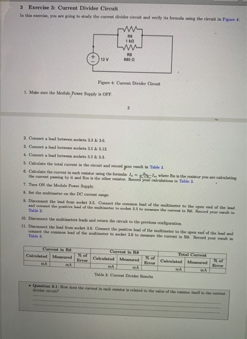 Solved 3 Exercise 3: Current Divider Circuit In this | Chegg.com