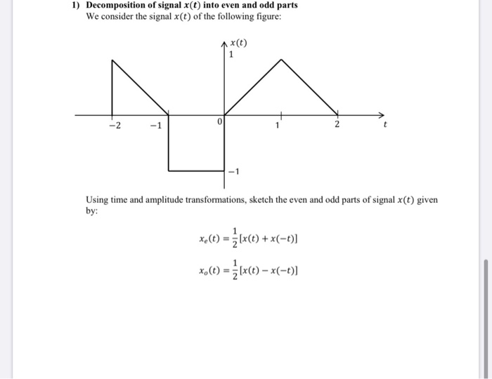 Solved 1) Decomposition of signal x(t) into even and odd | Chegg.com