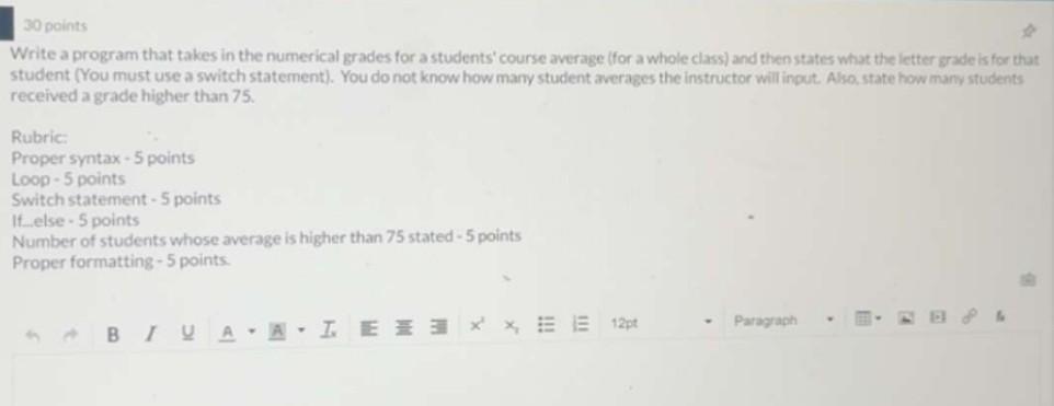 Solved 30 points Write a program that takes in the numerical | Chegg.com