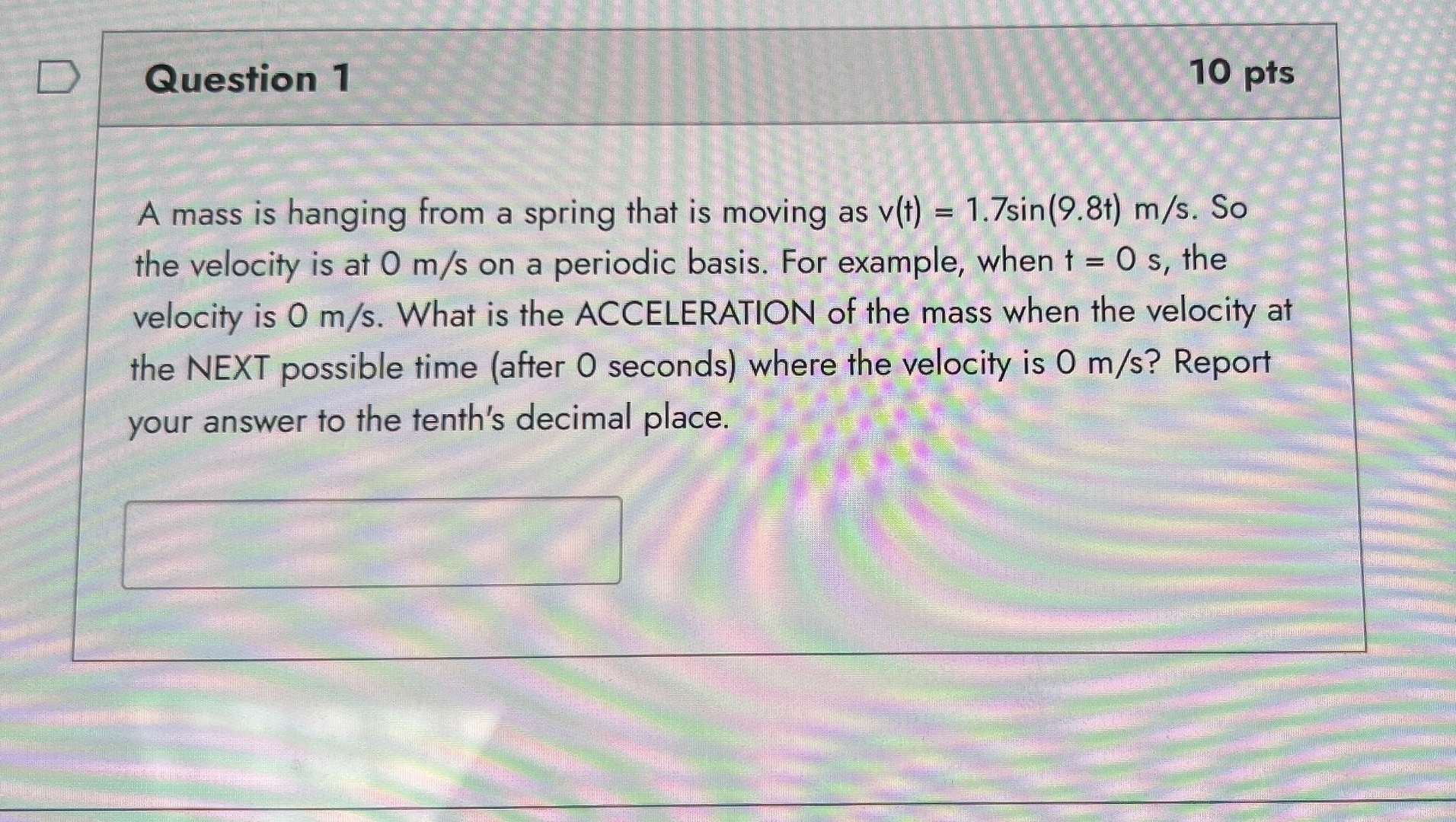 Solved A mass is hanging from a spring that is moving as | Chegg.com