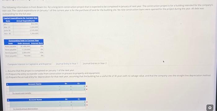 Solved Computing And Recording Interest Capitalization The | Chegg.com