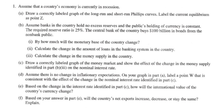 1-assume-that-a-country-s-economy-is-currently-in-chegg