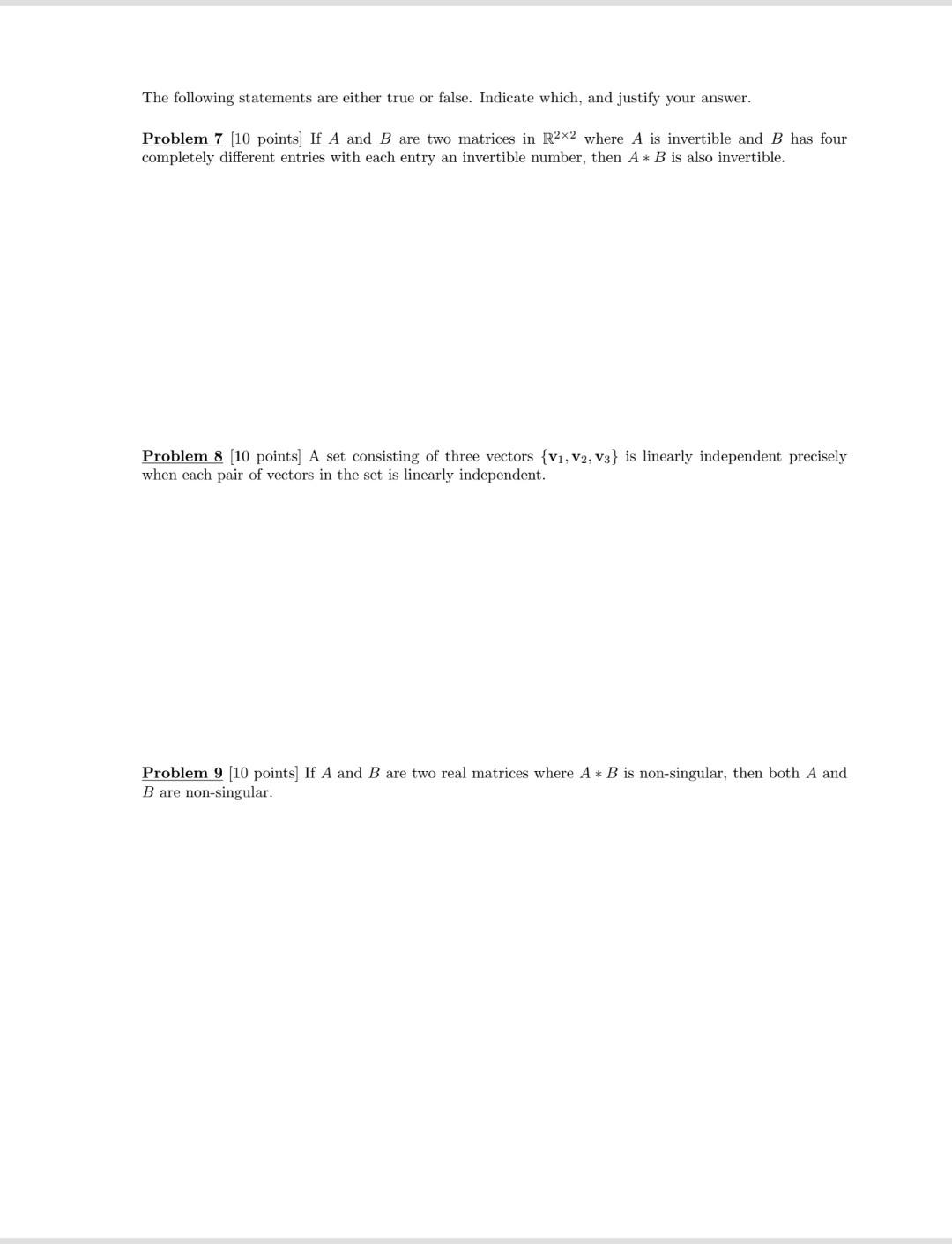 Solved The following statements are either true or false. | Chegg.com