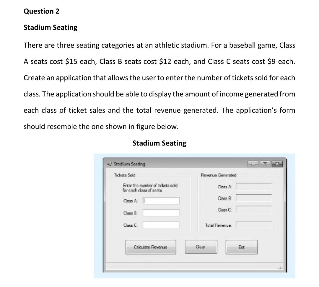 Solved Stadium Seating There Are Three Seating Categories At | Chegg.com