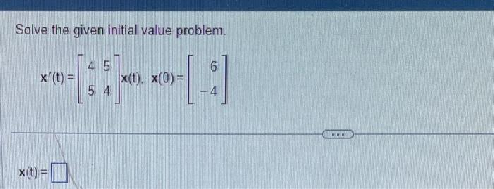 Solved Solve the given initial value problem. | Chegg.com