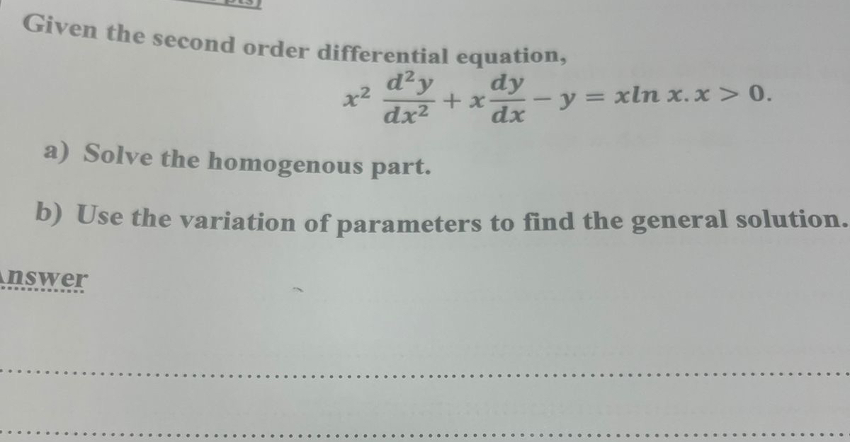 Solved Given the second order differential | Chegg.com