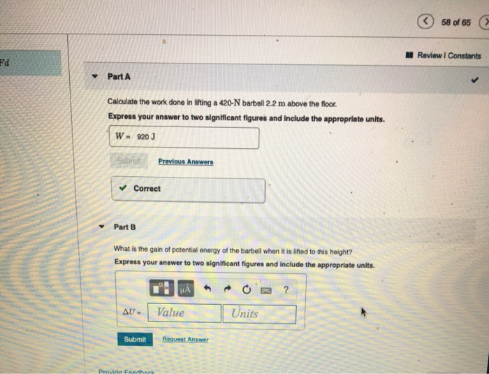 Solved 58 of 65 Review I Constants Part A Calculate the work | Chegg.com