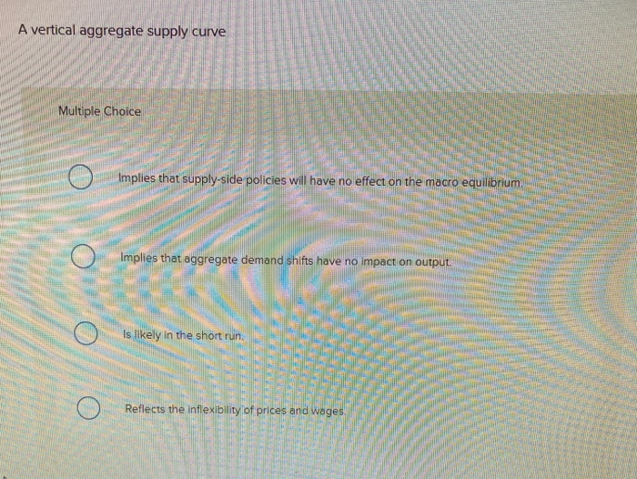 Solved A vertical aggregate supply curve Multiple Choice | Chegg.com