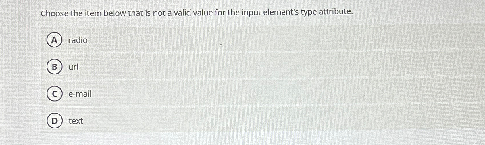 Solved Choose the item below that is not a valid value for