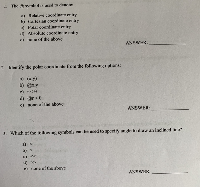 Solved 1. The symbol is used to denote: a) Relative | Chegg.com