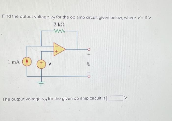Solved Find the output voltage Vo for the op amp circuit | Chegg.com
