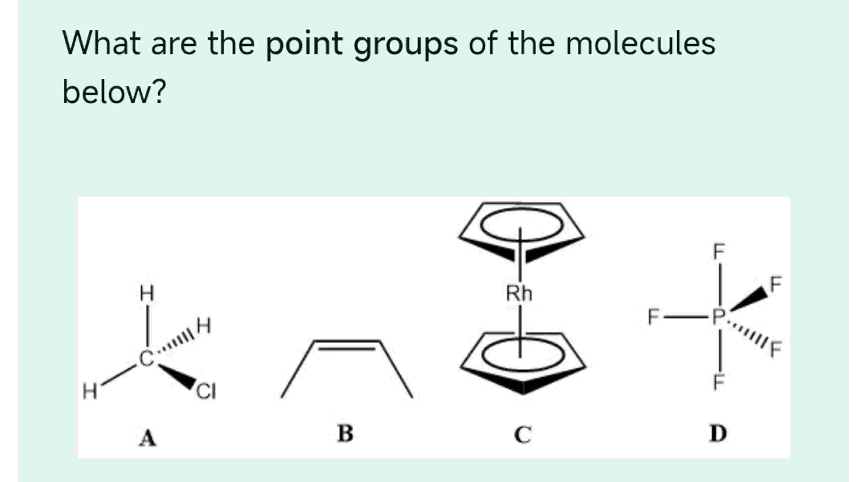 Solved What are the point groups of the molecules below? | Chegg.com
