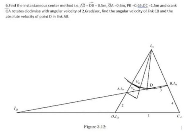 Solved 6. Find the instantaneous center method ie. AD-DB - | Chegg.com
