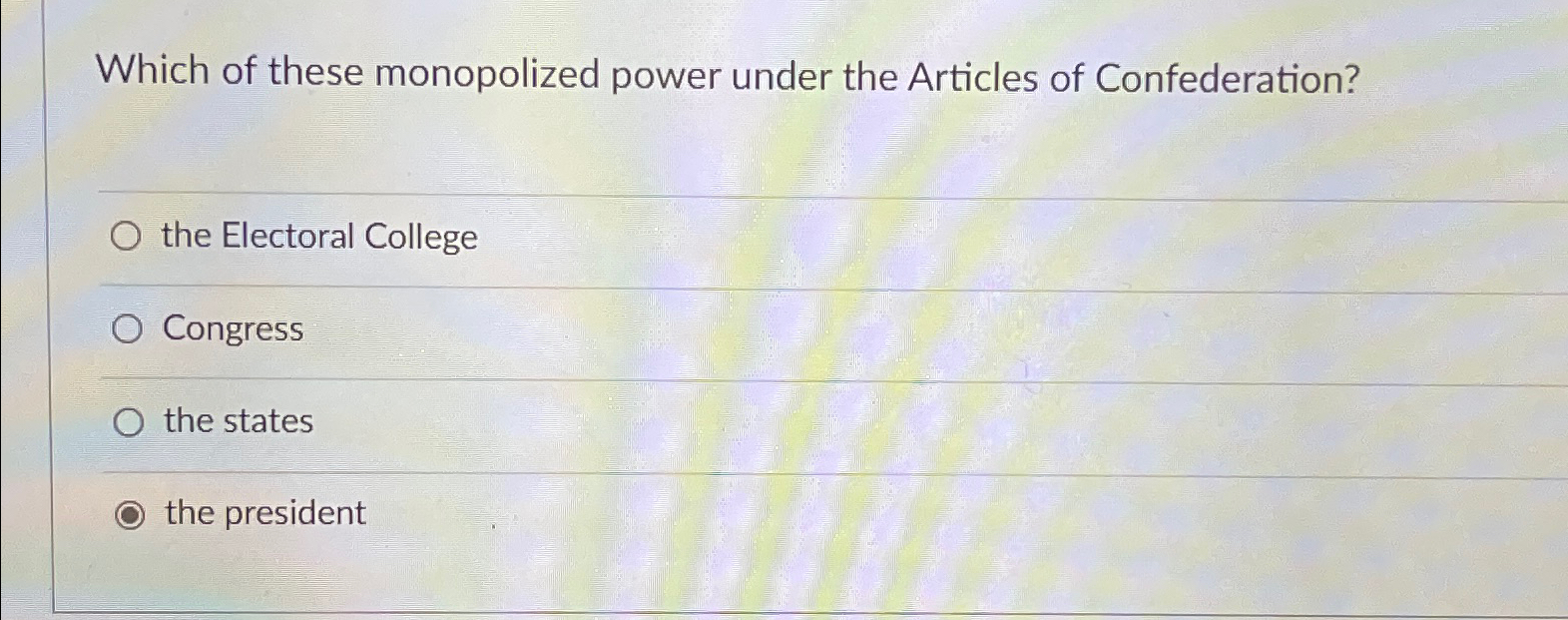Solved Which of these monopolized power under the Articles | Chegg.com