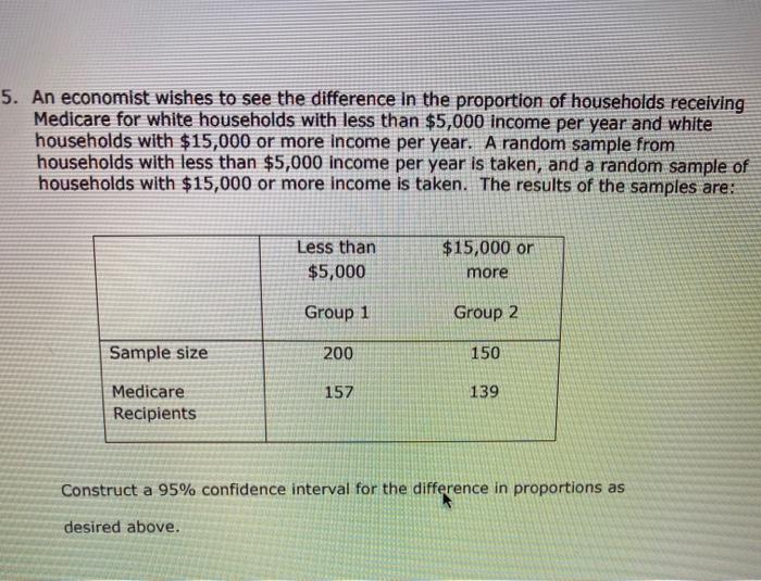 Solved 5. An economist wishes to see the difference in the | Chegg.com