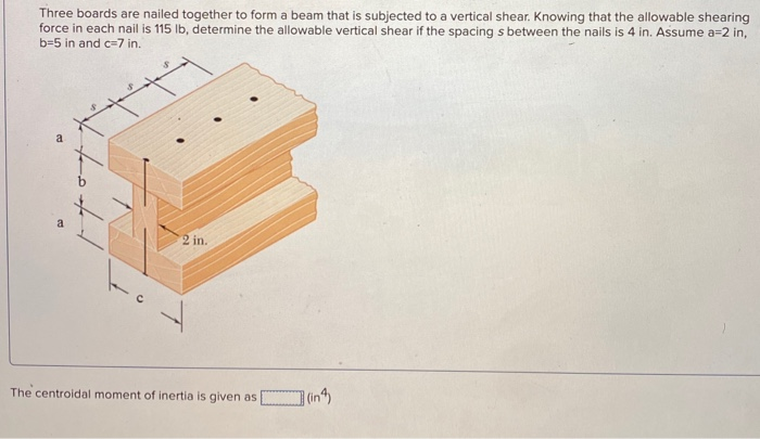 Solved Three Boards Are Nailed Together To Form A Beam That | Chegg.com