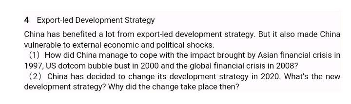 Solved 4 Export-led Development Strategy China has benefited | Chegg.com