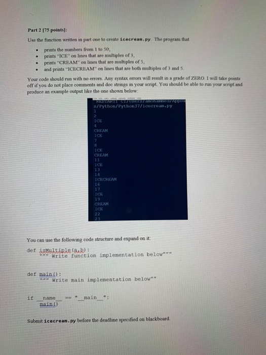Solved Part 2 [75 points]: Use the function written in part | Chegg.com