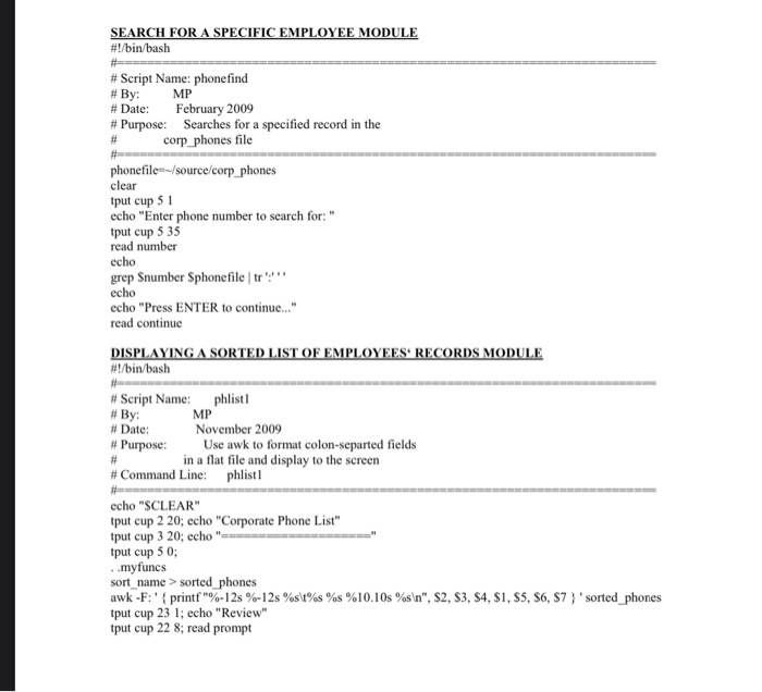 Project Description Write A Shell Script Program Chegg Com