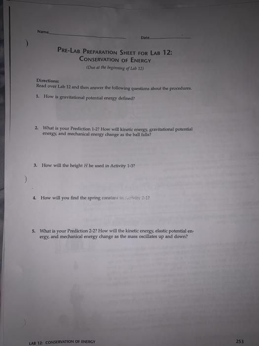 Conservation of energy lab physics picture