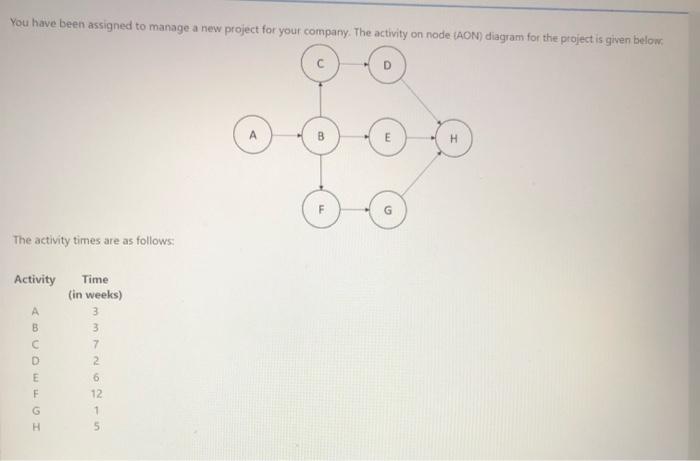 Solved You have been assigned to manage a new project for | Chegg.com