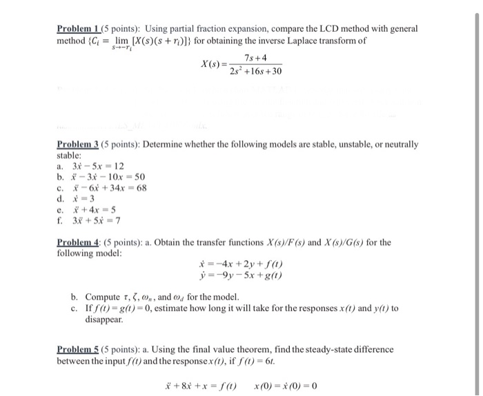 Solved Problem 1 (5 points): Using partial fraction | Chegg.com