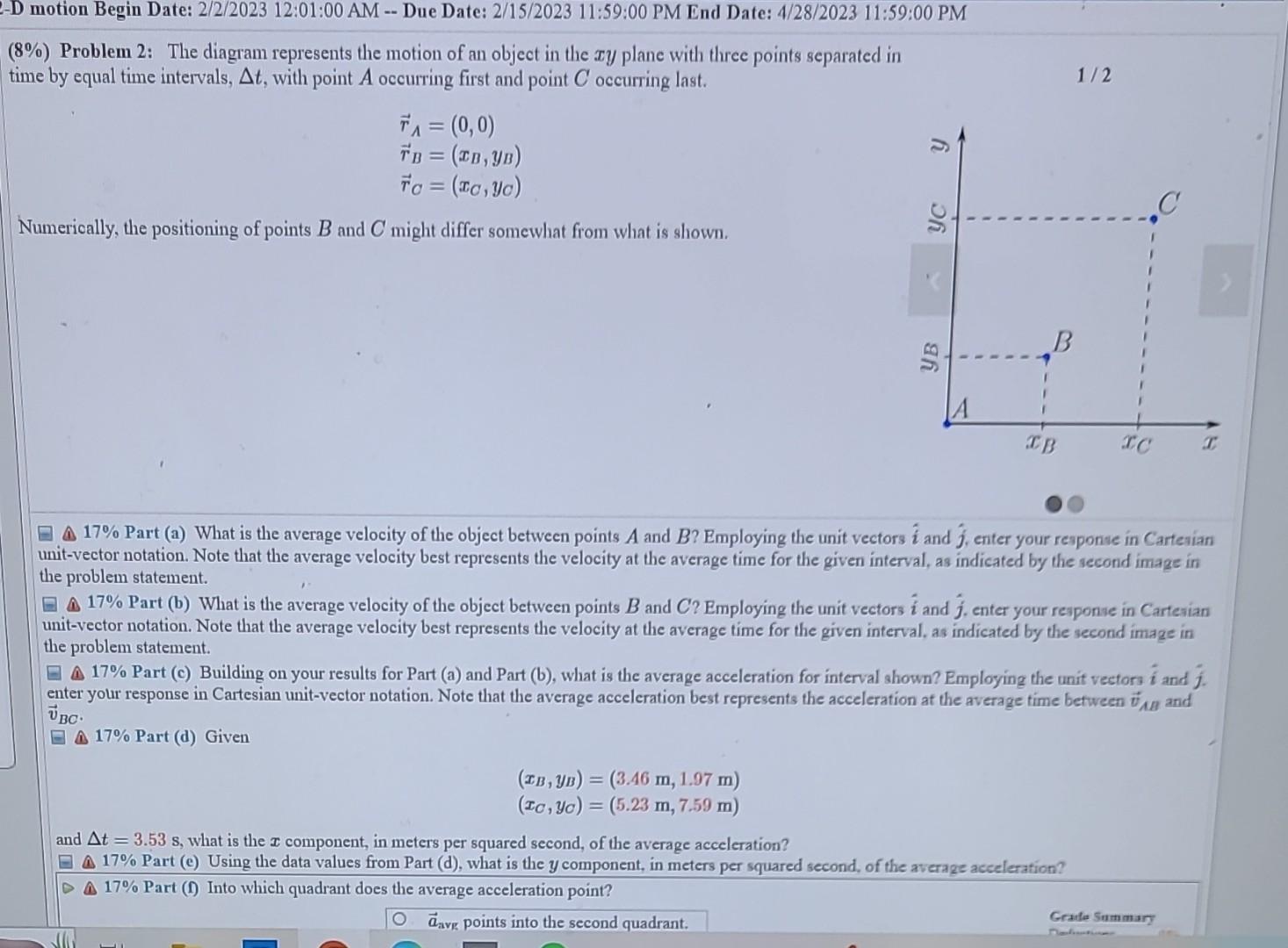 Solved (8\%) Problem 2: The Diagram Represents The Motion Of | Chegg.com