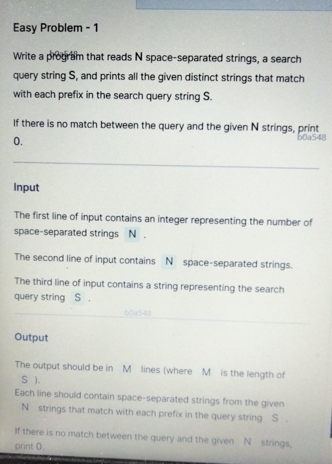 Solved Easy Problem - 1 Write a prozffam that reads N | Chegg.com