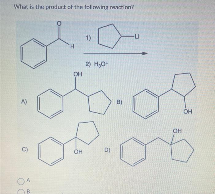 Solved What is the product of the following reaction? 1) 2) | Chegg.com