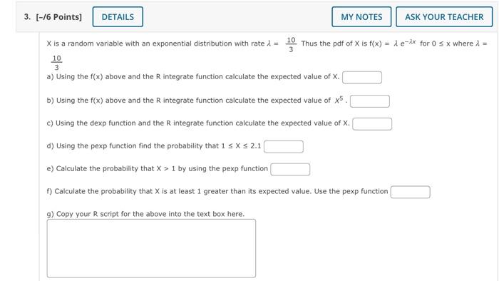 Solved X is a random variable with an exponential | Chegg.com