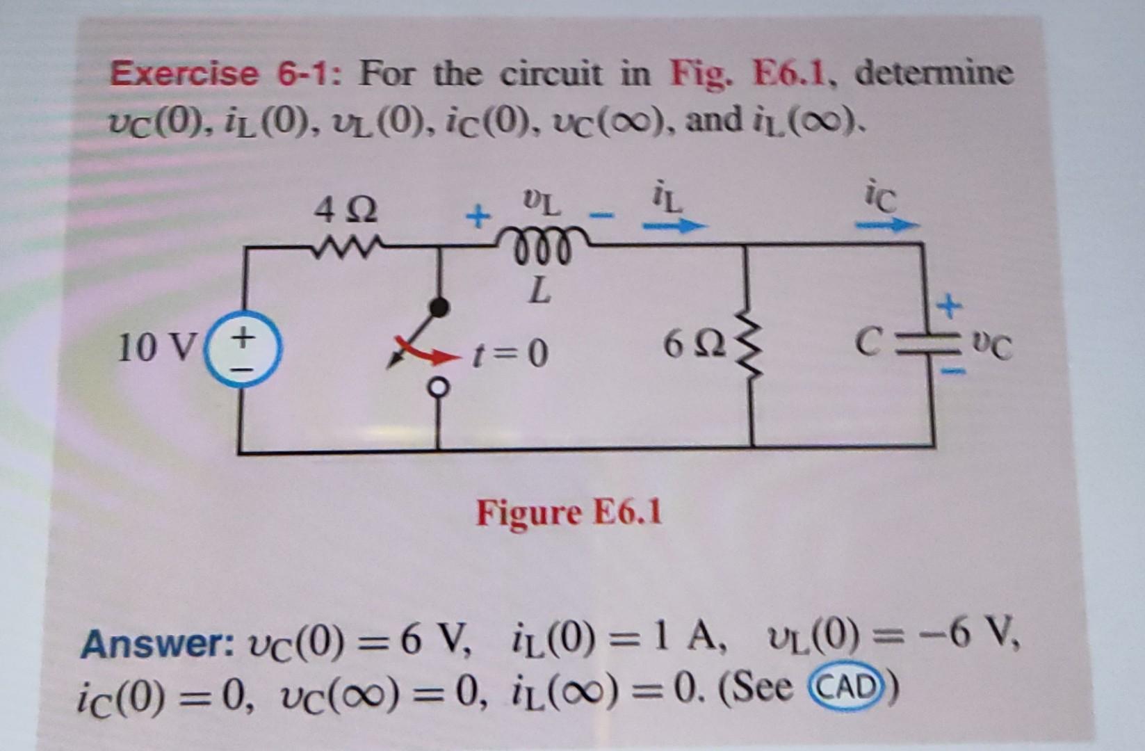 Solved Exercise 6-1: For The Circuit In Fig. 56.1, Determine | Chegg.com