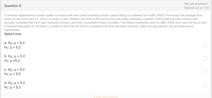 Solved Question 6 Not yet answered Marked out of 1.00 A | Chegg.com