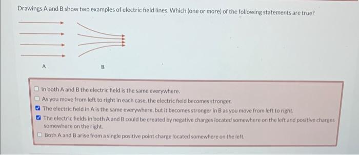 Solved Drawings A and B show two examples of electric field | Chegg.com