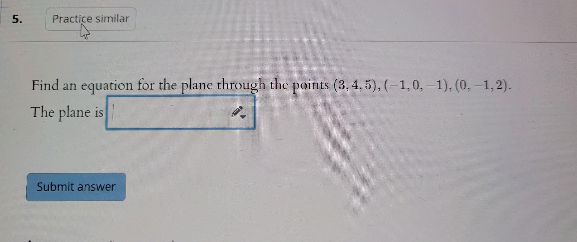 Solved Find An Equation For The Plane Through The Points | Chegg.com