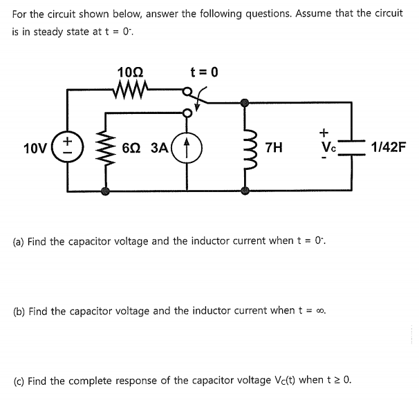 Solved For the circuit shown below, answer the following | Chegg.com