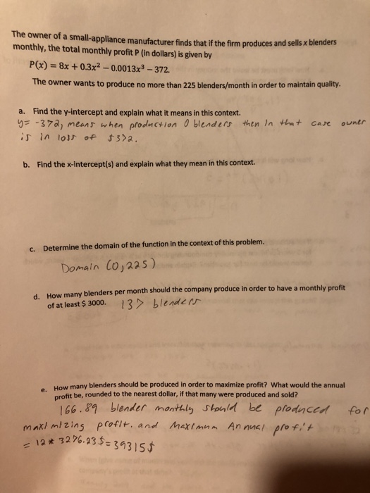 Solved The owner of a smallappliance manufacturer finds