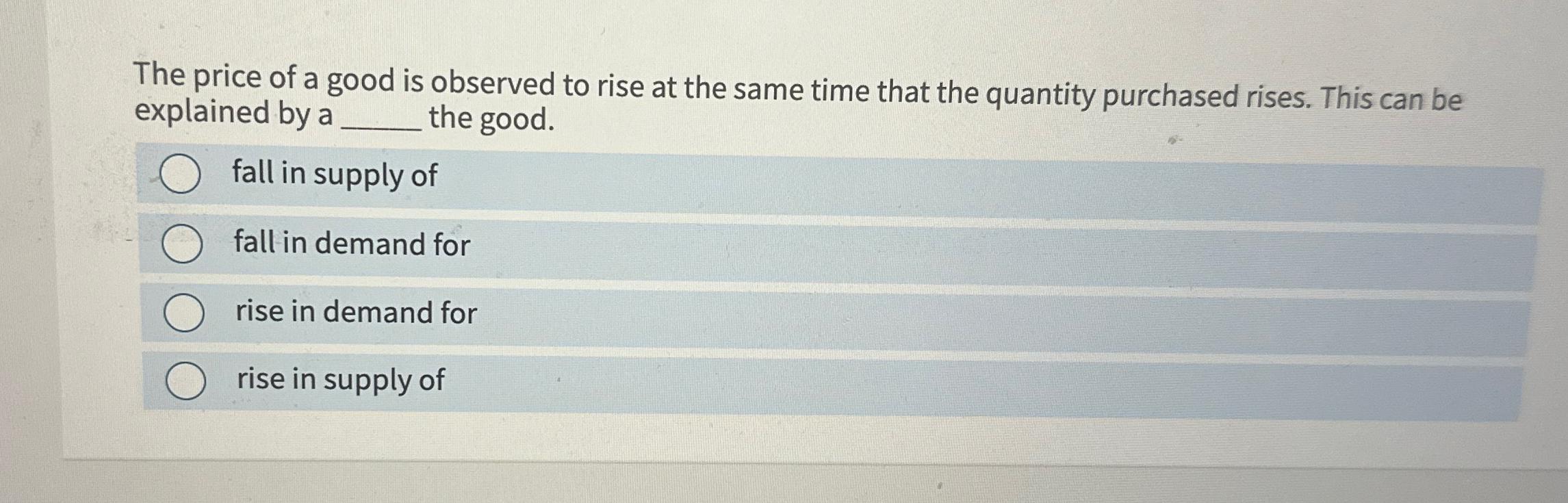 Solved The price of a good is observed to rise at the same | Chegg.com