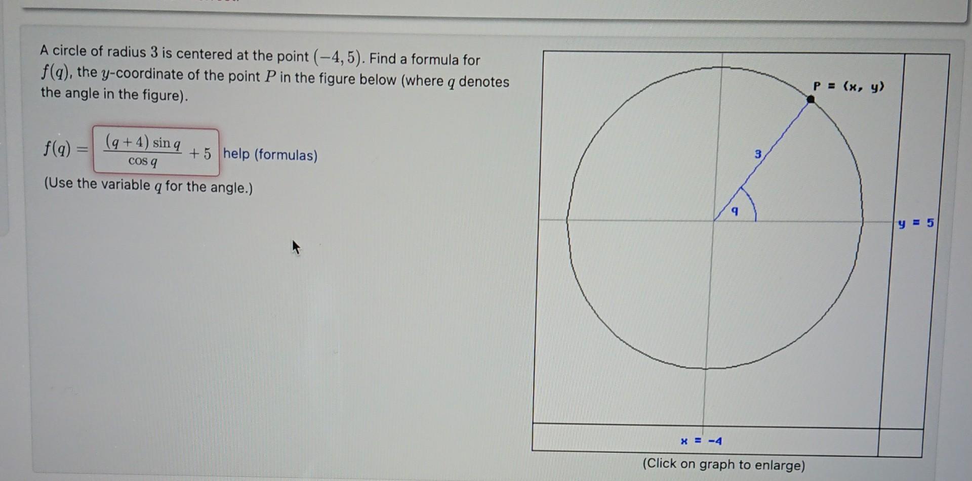Solved A circle of radius 3 is centered at the point (−4,5). | Chegg.com