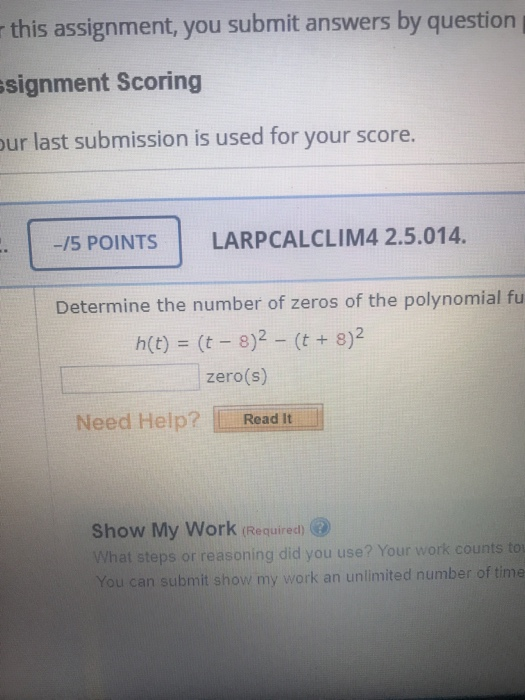 Solved this assignment, you submit answers by question | Chegg.com