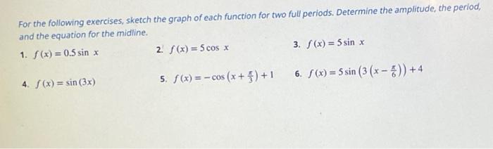 Solved For the following exercises, sketch the graph of each | Chegg.com