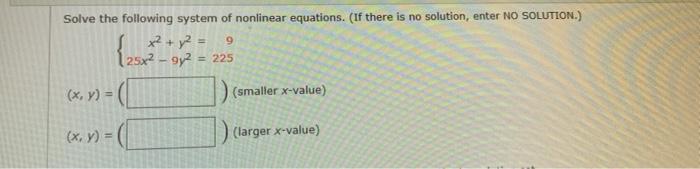Solved Solve the following system of nonlinear equations. | Chegg.com