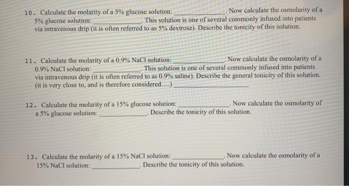 osmolarity of 5 glucose solution