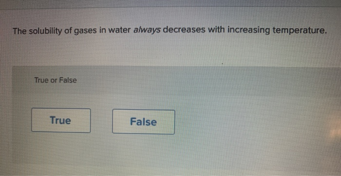 The Solubility Of Gases In Water Always Decreases With Increasing Temperature