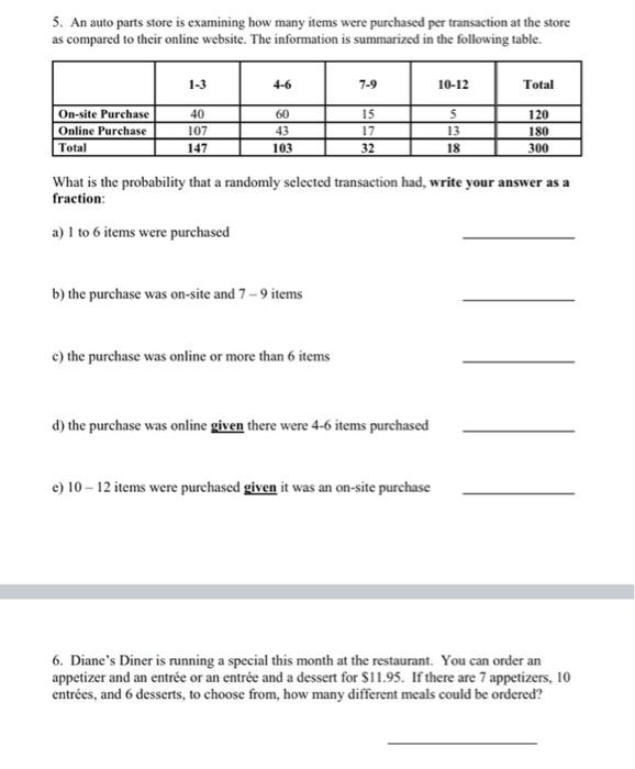 Solved 5 An Auto Parts Store Is Examining How Many Items Chegg
