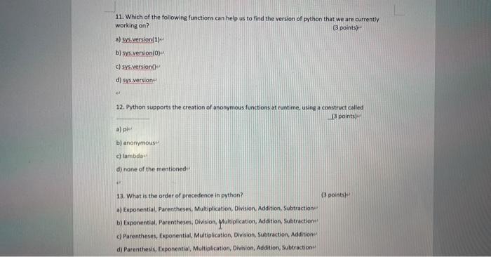 Solved 10. What will be the output of the following Python | Chegg.com